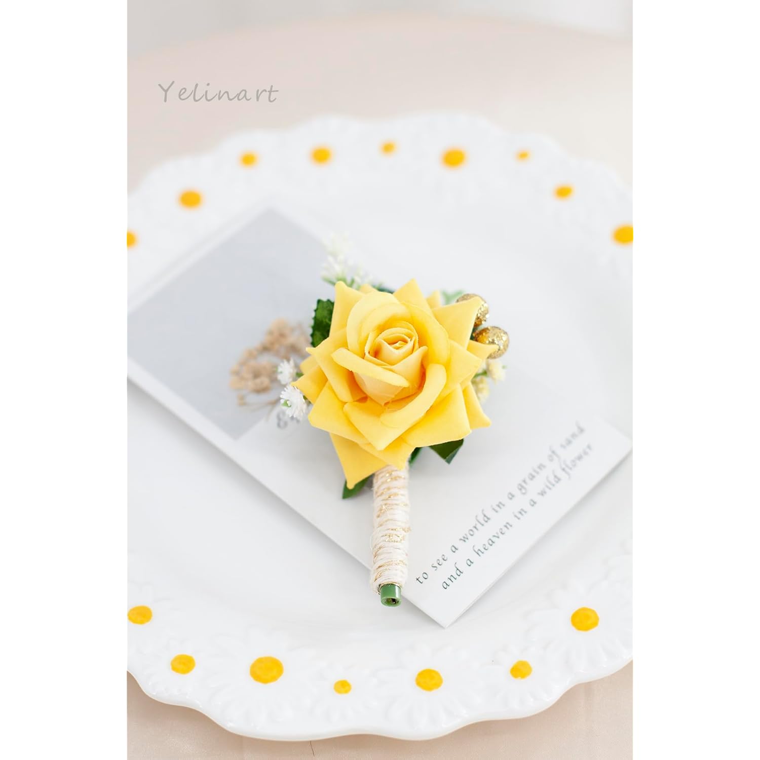 Yellow Rose Corsage And Boutonniere Set For Wedding Prom Homecoming Men Groom Groomsmen Artificial Flowers Boutonniere And Women Girl Bridesmaids Bracelet Suit Decor