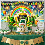 St. Patrick'S Day Banner Happy St. Patrick'S Day Decorations Rainbow Gold Coin Shamrock Party Wall Decor March 17 Holiday Photo Background Indoor Outdoor 71X43 Inch