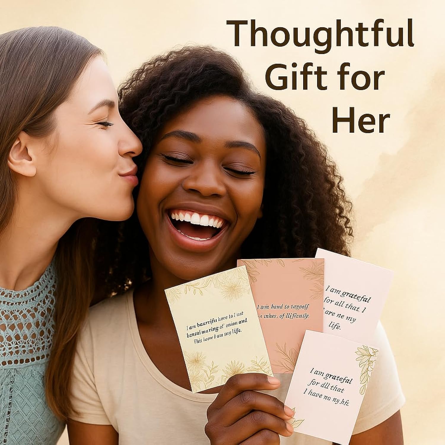 Positive Affirmations For Women - 50 Affirmation Cards For Women & Men | Inspirational, Encouragement, Mindfulness Cards | Motivational Self-Care Gifts With Wooden Stand & Repeatable Journal (Pdf)