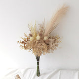 Artificial Fall Pampas Grass Flowers Bouquet Boho Home Decor Fake Floral Arrangement For Wedding Party Table Room Leaf Fall For Vases Centerpieces Autumn Harvest Festival (Beige-A)
