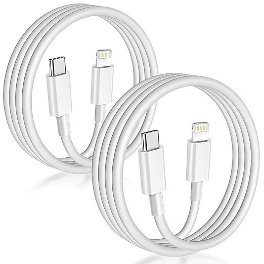 2 Pack 6FT USB C to Lightning Fast Charging Cable MFi Certified for iPhone 14 13 12 11 Pro Max XR XS SE White