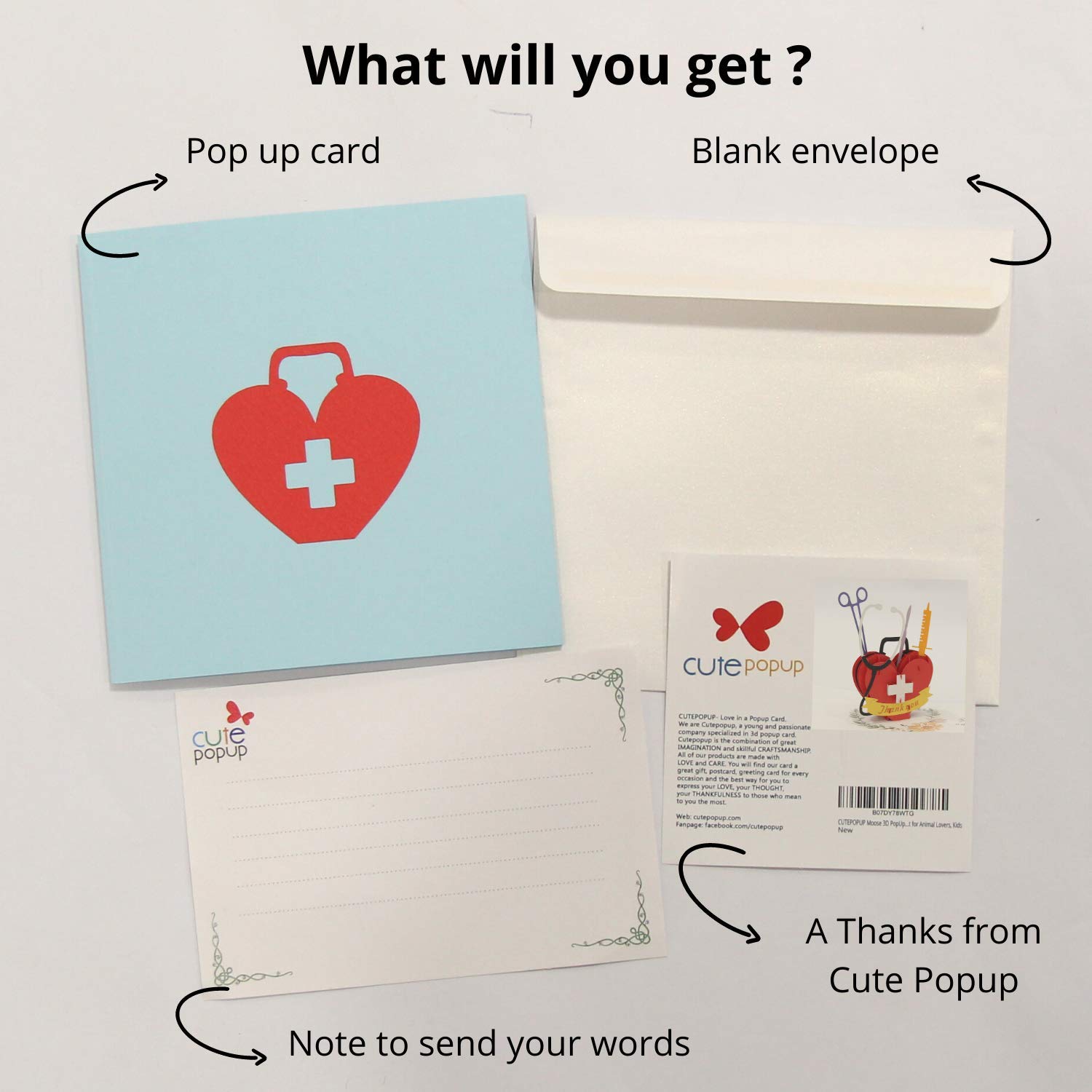 Medical Thank You 3D Popup Card For Doctor, Nurse Or Paramedic- 6X8 Inches - Memorable Keepsake For Friend, Family Or Colleague In Any Occasion