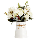 White Ceramic Vase - Centerpieces For Tables - Farmhouse Bathroom Decor - Country Flower Arrangement - 6.3" D X 6.2" W X 12" H, White