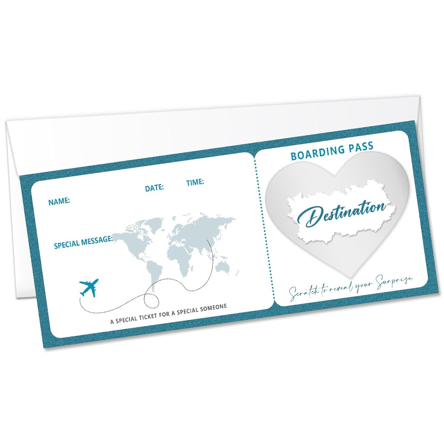 Blue Boarding Pass Gift Ticket, Boarding Pass, Airline Tickets Scratch Off Travel Tickets With Envelopes, Scratch & Reveal Surprise Ticket For Valentine'S Day, Birthday, Girlfriends/001(1 Set Diy)