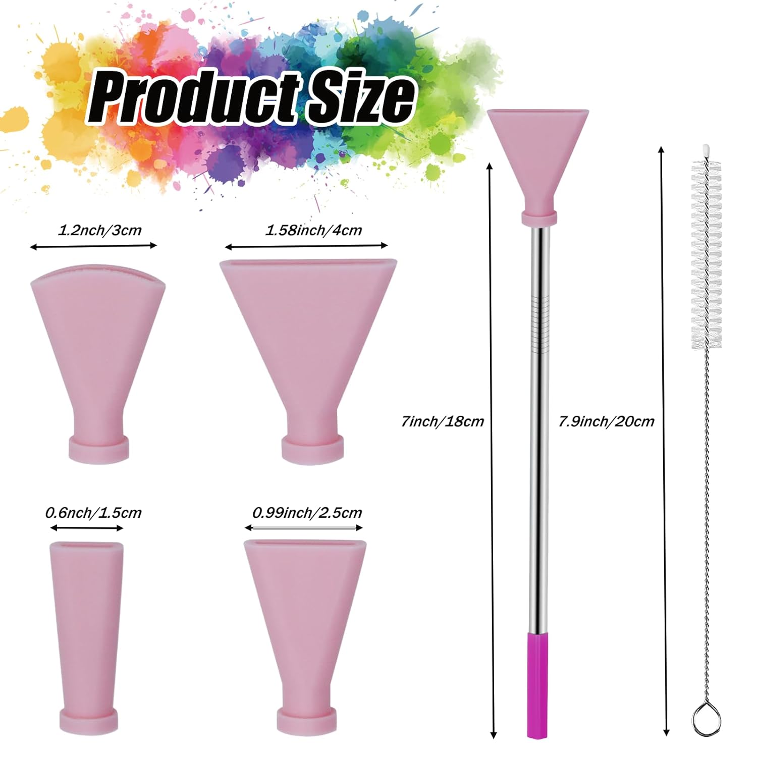 4Pcs Stainless Steel Straw Blow Nozzles Set For Acrylic Paint Pouring Supplies, Painting Nozzle Tool With 4 Size Nozzles, Pour Painting Supplies For Fluid Art Bloom And Dutch Pouring (Pink)