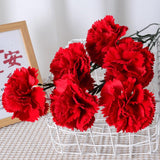 Silk Carnation Flower,Artificial Flowers,10Pcs Silk Flower With 55Cm Long Stem Fake Flowers Flower Arrangements Wedding Decoration Table Centerpieces, For Home Office Party Decor (Red, 10)