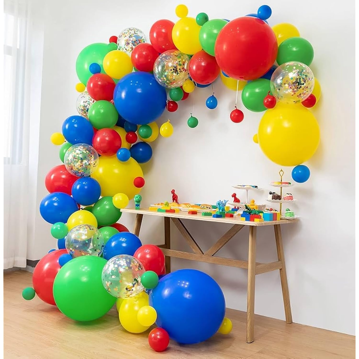 60pcs Colorful Balloons – Red, Blue, Green Latex & Confetti for Party and Kids Events