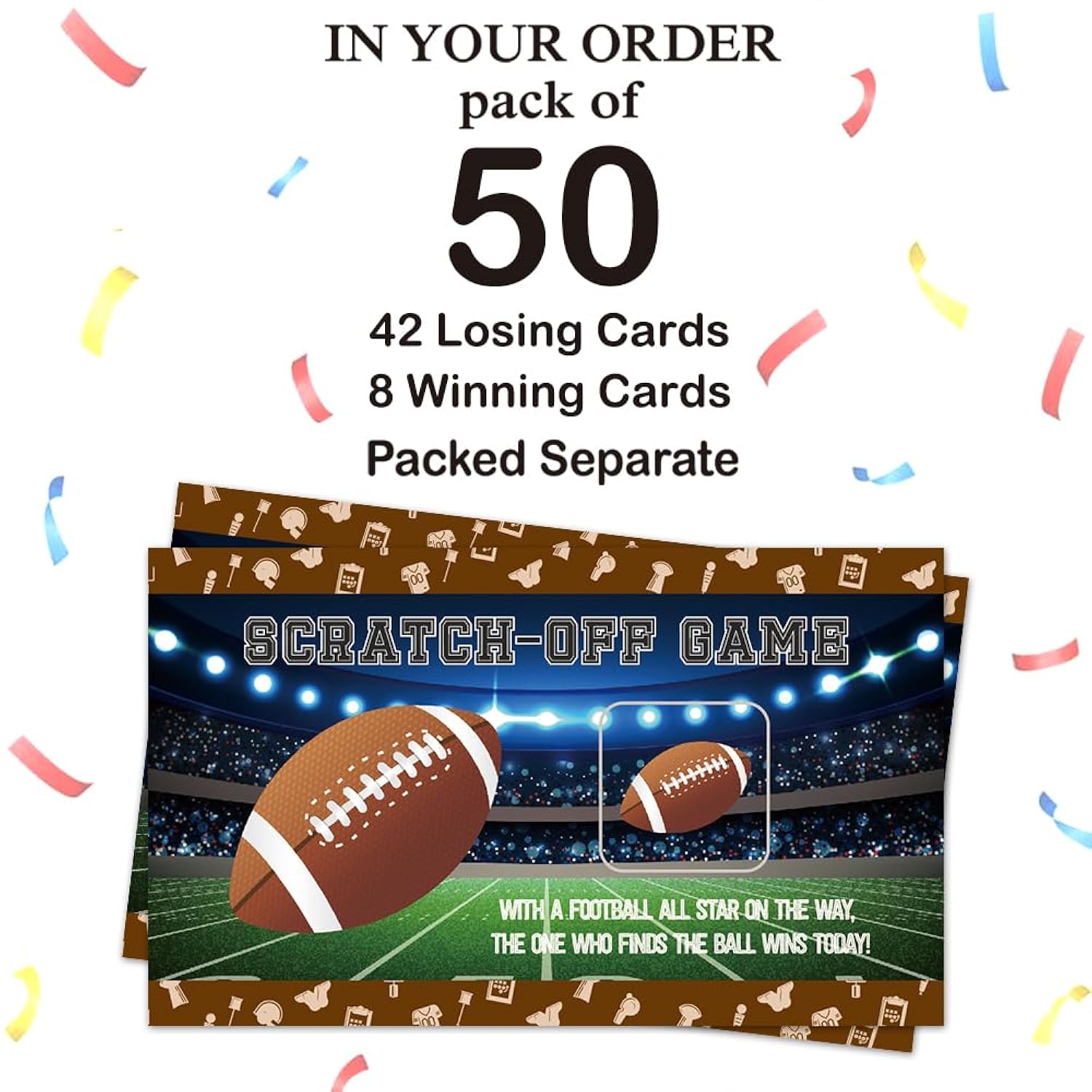 50 Pack Football Theme Scratch Off Game, Rugby Football Scratch Card For Baby Shower Birthday Party Lottery Game Group Games, Gifts For Football Lovers, Baby Shower Idea