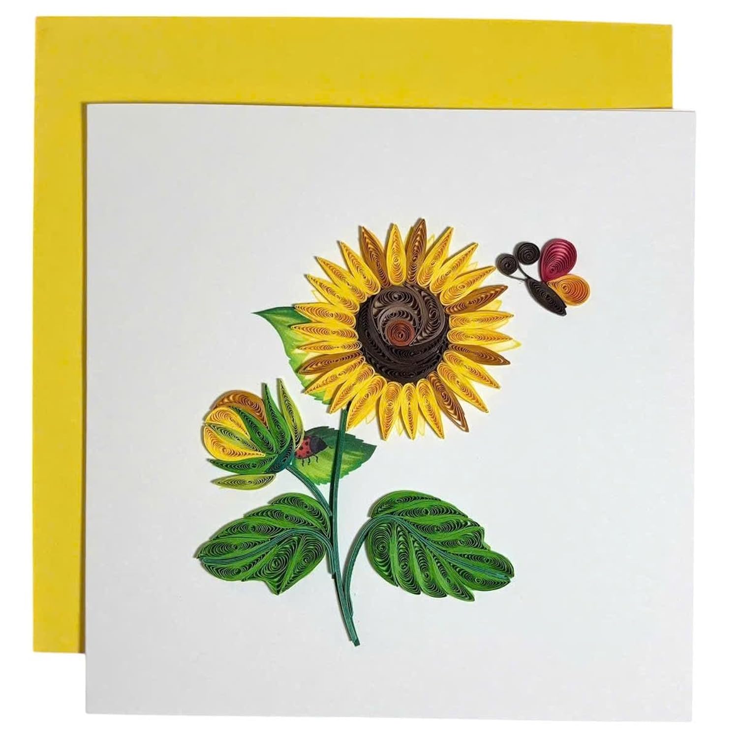 Handcrafted Quilling Sunflower Greeting Card For Mother'S Day, Father'S Day, Birthday, Anniversary, Beautiful And Unique Design, Blank Inside Ready To Gift, Includes Envelope