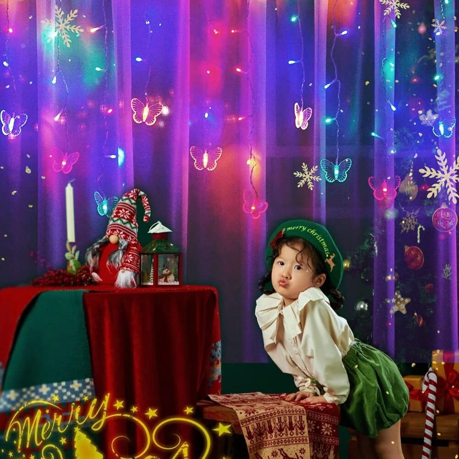 Butterfly Curtain Lights, 8 Modes 48Led Twinkle String Light With Remote 4.9Ft Usb Powered Window Fairy Light, Decorativ
