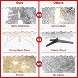 Pre-Lit Pencil Christmas Tree 7.5Ft Artificial Silver Tinsel Xmas Tree With Metal Stand