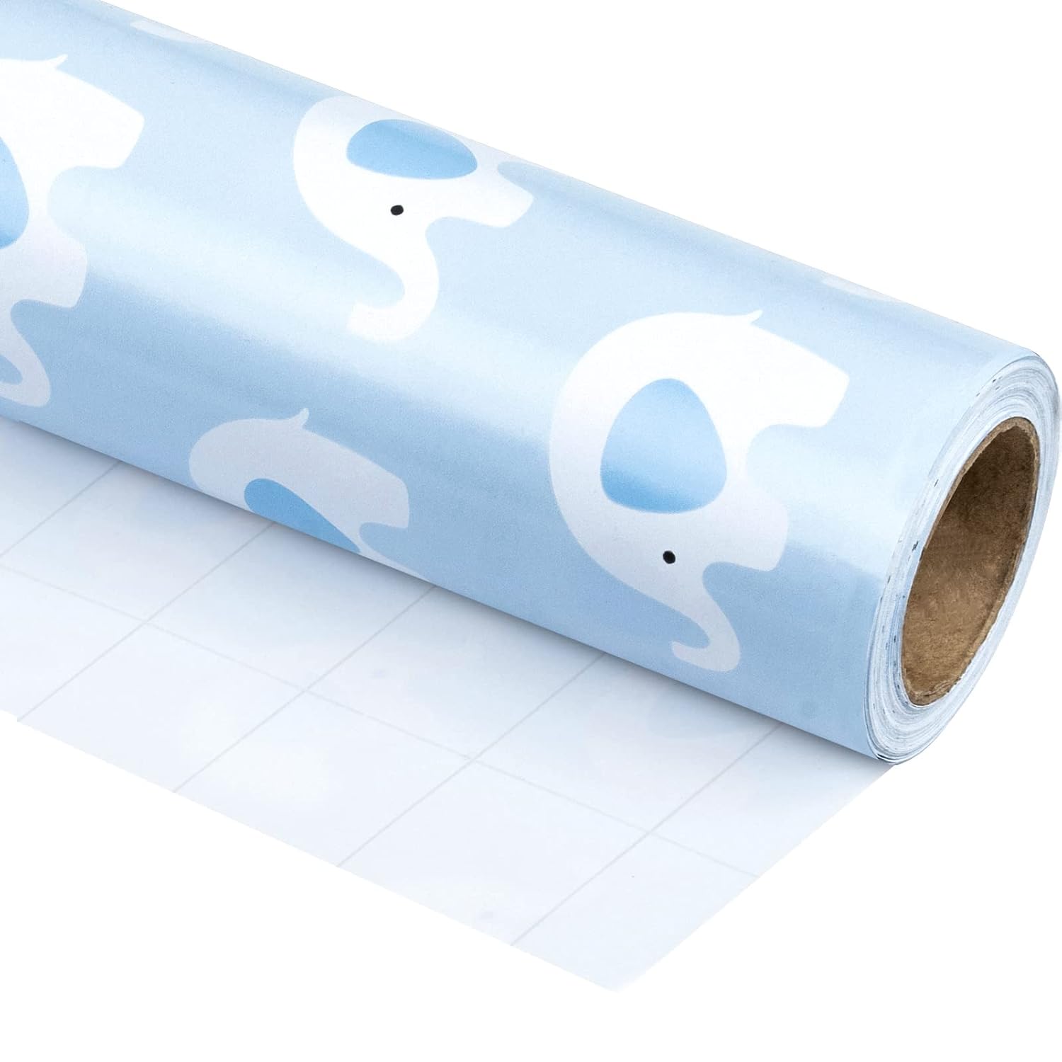 30 Inch Baby Shower Wrapping Paper Roll - Cute Baby Blue Elephant Design For Baby Shower, Birthday, Holiday, Party - 30 Inch X 33 Feet
