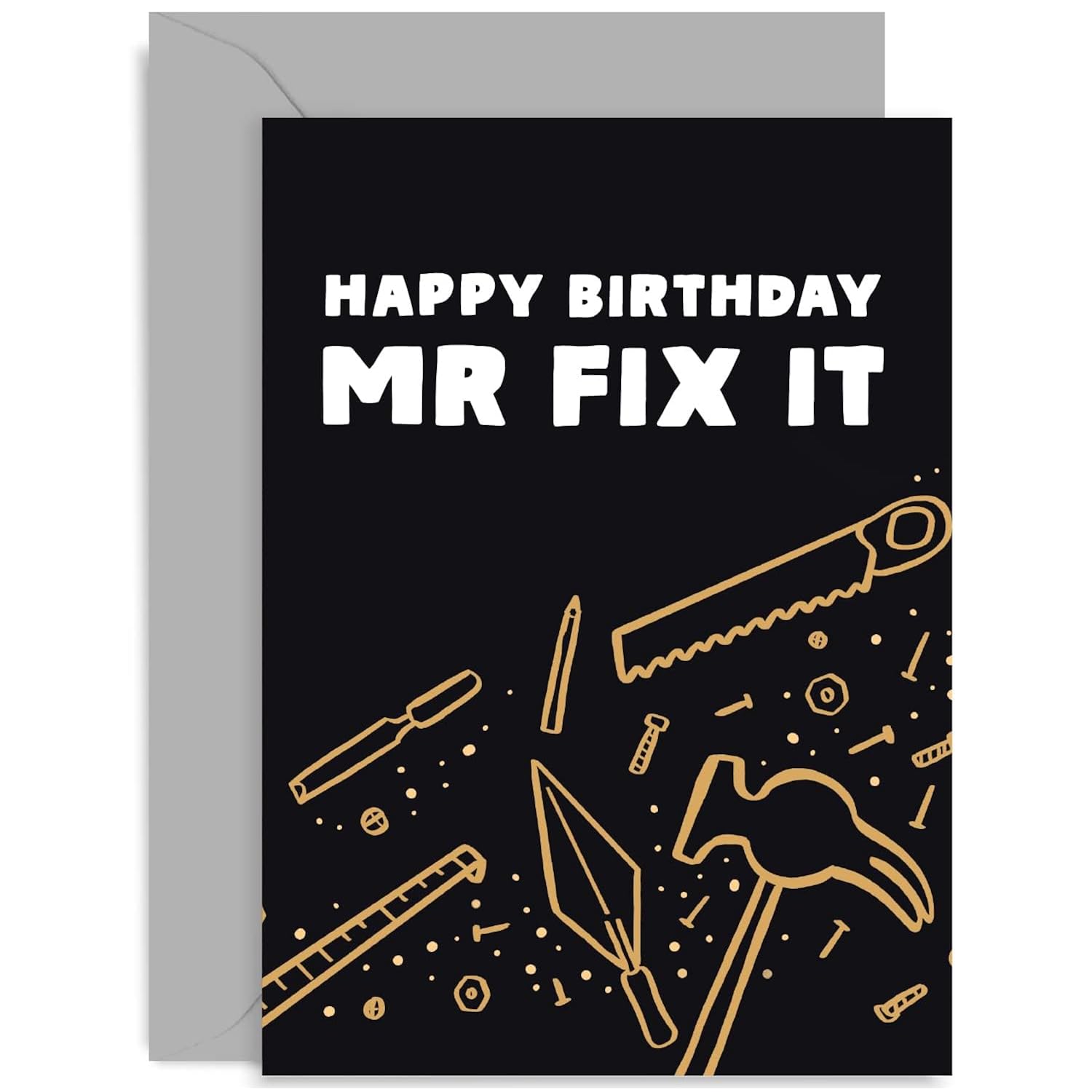 Old English Co. Funny Birthday Card For Men - Mr Fix It Handyman Diy Birthday Card For Dad, Brother, Grandad, Son, Uncle | Blank Inside With Envelope