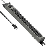 Heavy Duty 20A Metal Power Strip 8 Outlets 1200J Surge Protector 12AWG 6FT