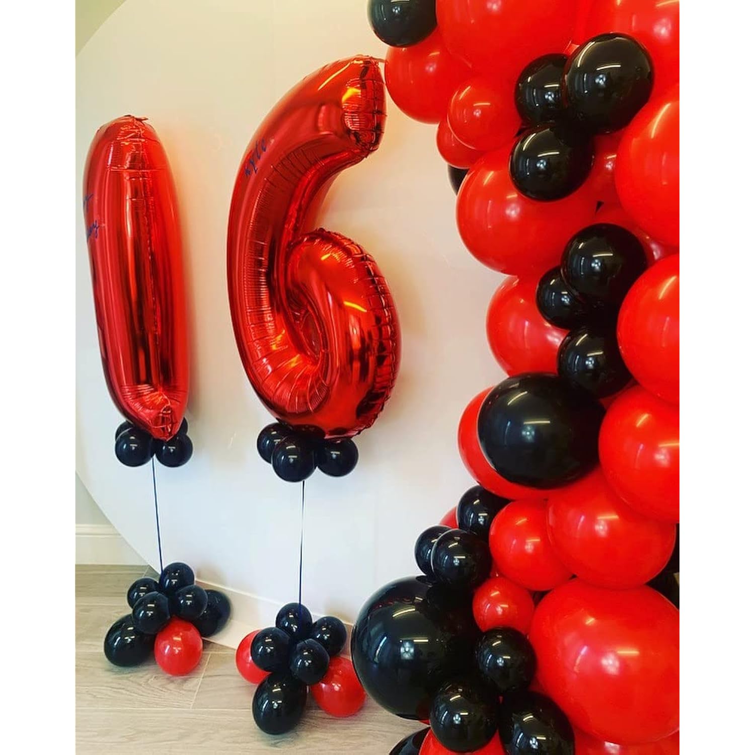 Red And Black Balloon Garland Kit - 124 Pack, Different Sizes, Red And Black Confetti For Anniversary, Birthday, Bachelorette, Prom Parties