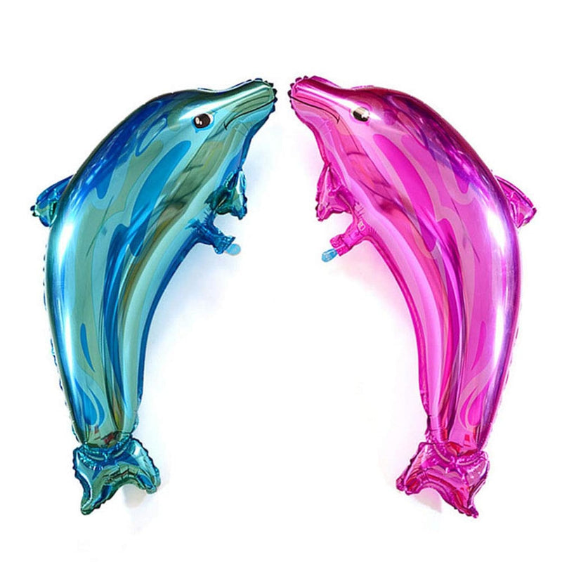 6 Pcs Dolphin Balloons, 33Inch Large Dolphin Foil Mylar Balloons For B