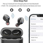 T6 Wireless Earbuds, Bluetooth 5.3, Touch Control, IPX8, Mic, Deep Bass, Black