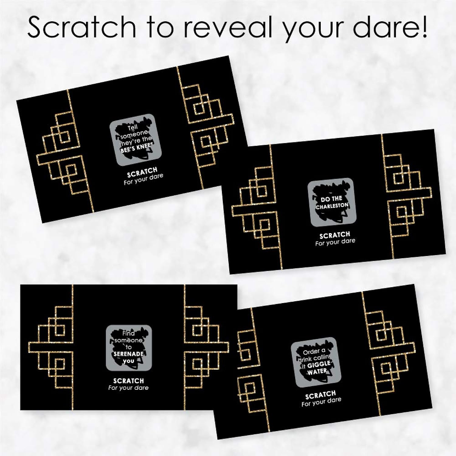Big Dot of Happiness Roaring 20's - 1920s Art Deco Jazz Party Game Scratch Off Dare Cards - 22 Count