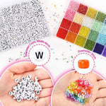 12000Pcs 3Mm Glass Seed Beads For Bracelets Making Kit With Letter Alphabet Beads, Friendship Bracelet Kits 8/0 Craft Bead For Jewelry Making Necklaces And Key Chains With 2 Rolls Of Cord