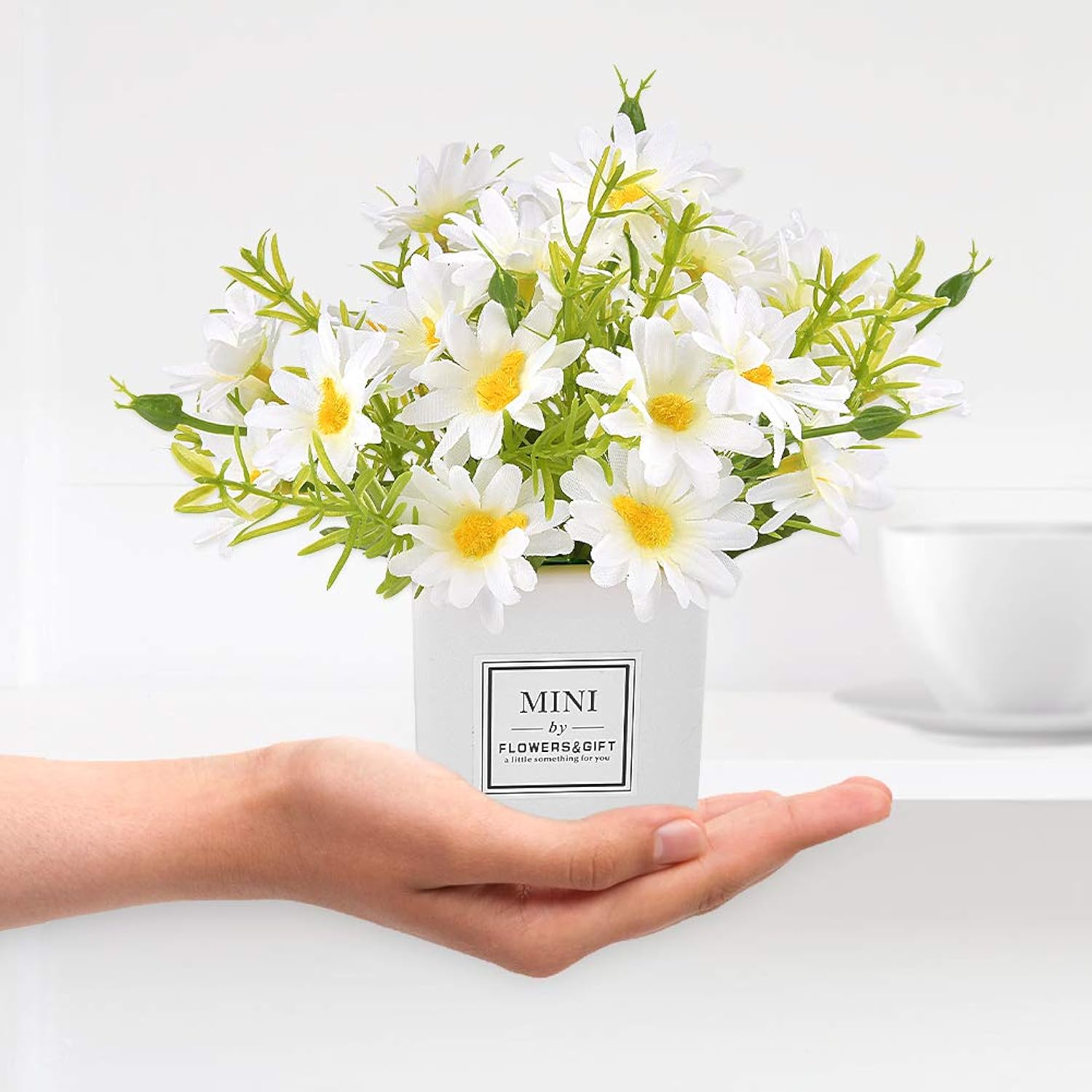 Artificial Flowers, Faux Flowers In Vase Small White Daisy Decor Mini Silky Artificial Daisies Fake Plant Flower Decor For Home Decor Indoor Centerpiece Table Decorations