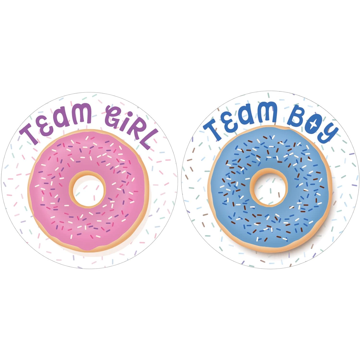 Donut Gender Reveal Party - We Donut Know - Team Boy Or Team Girl - 40 Stickers