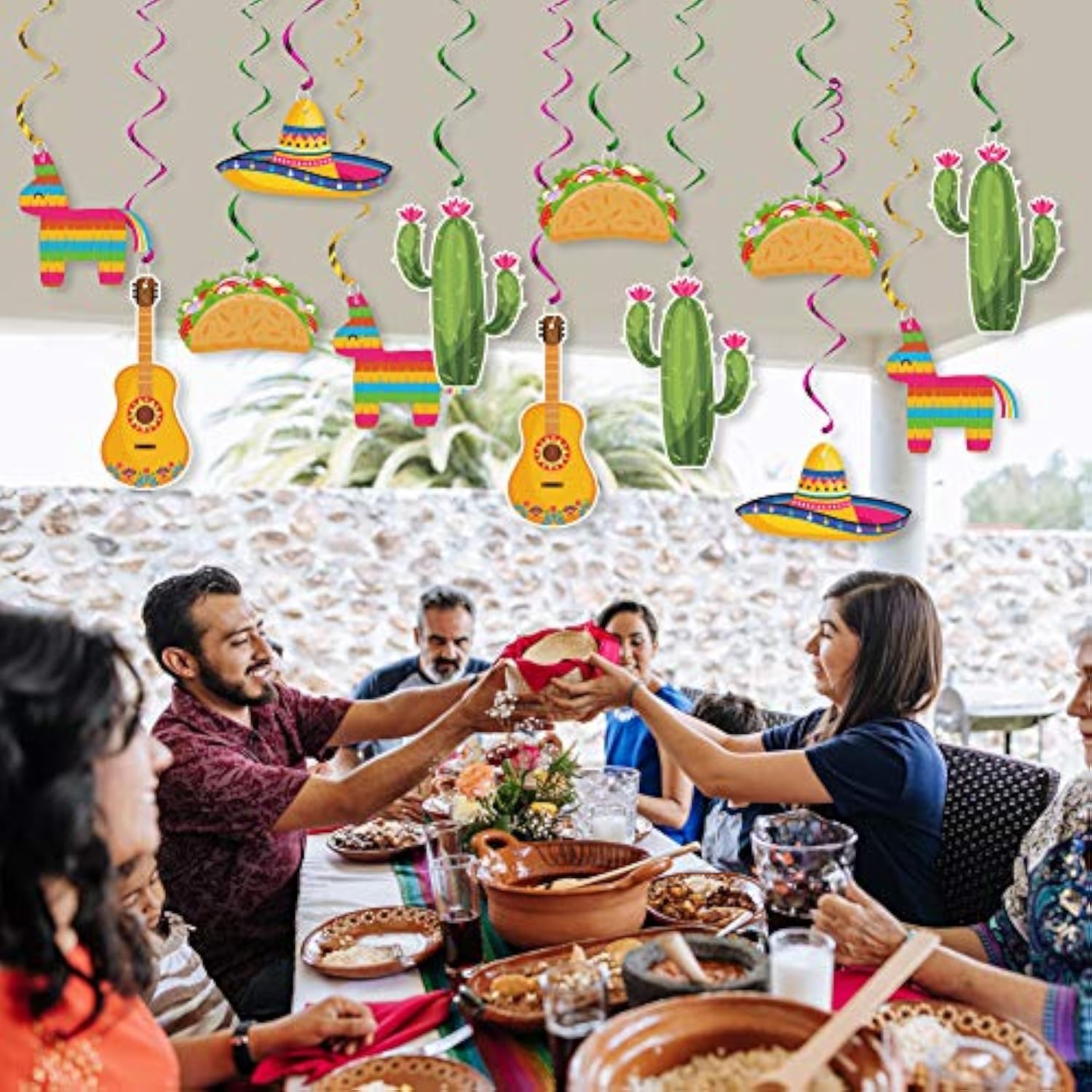 20-Pack Mexican Fiesta Hanging Swirls Colorful Taco Party & Cinco de Mayo Decorations