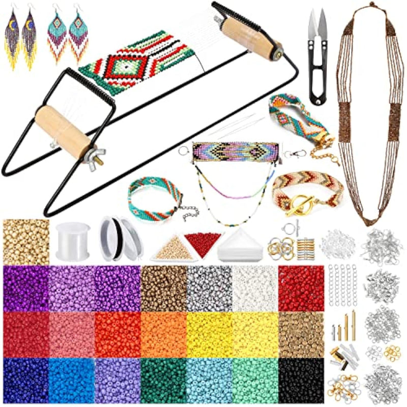 Value Bead Loom Kit, 11343 Pcs Loom Beading Supplies With Lots Of Seed Beads, Complete Jewelry Making Tools And Accessories, Beading Loom Kits For Adults Jewelry Making Bracelets Belts