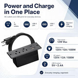 SEO-Friendly Title: Recessed Flush Mount Desk Power Strip with USB-C USB-A and 2 AC Outlets Black
