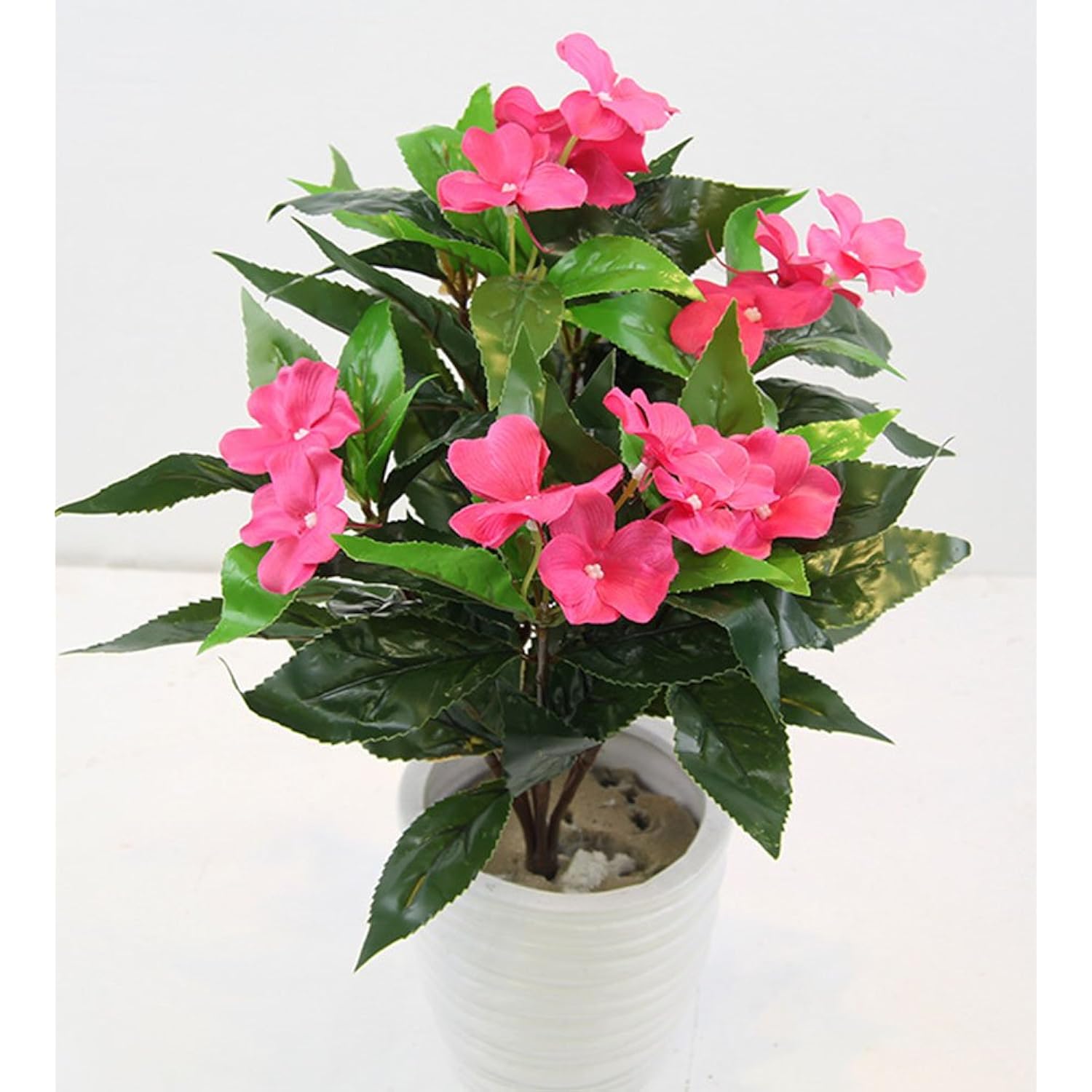 Artificial Impatiens Bouquet Flower Patio Lawn Garden Wedding Photo Decor (2Pcs),Pink