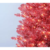 Martha Stewart Tinsel Pre-Lit Artificial Christmas Tree, 7 Ft, Clear Lights, Pink - Led…
