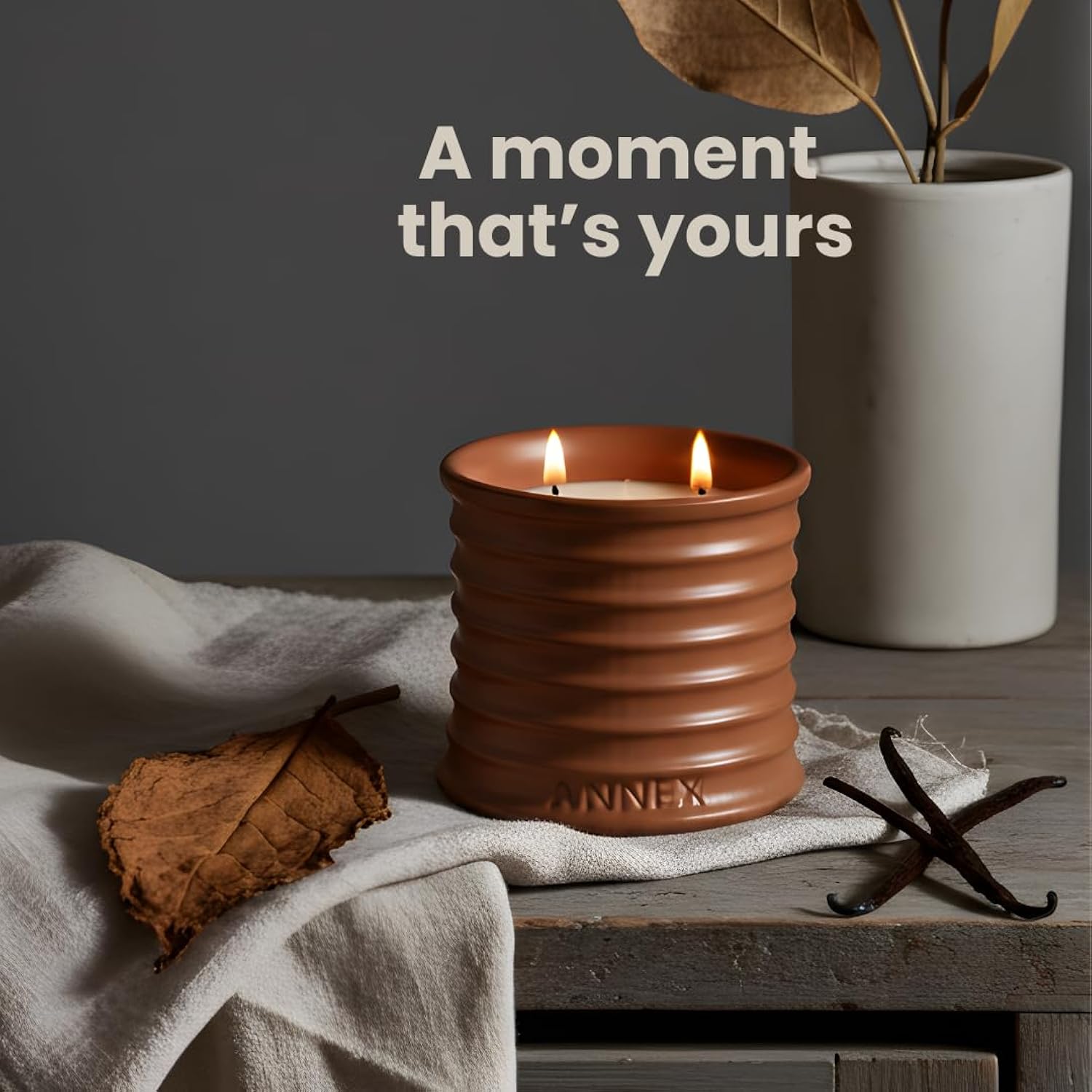 Tobacco, Vanilla & Amber Luxury Scented Candle - 8Oz Handmade Ceramic Jar Candle - 50Hr Clean Burn, 100% Non-Toxic Soy Wax, Aesthetic Home Decor Winter Gift For Men & Women - Oud & Sandalwood