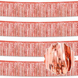 4 Pack 10 Ft Rose Gold Foil Fringe Garland Metallic Streamers Tinsel Banner Wall Hanging Garland Backdrop For Parade Floats, Halloween, Christmas, Thanksgiving, New Year Party Decorations