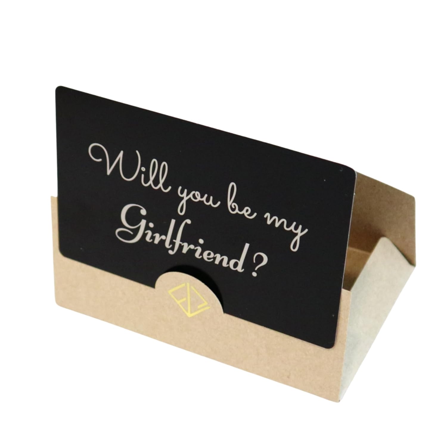 Will You Be My Girlfriend Love Messages Card: A Heartfelt Proposal For Her/Him, Hard Aluminum Message Card With Elegant Envelope - Simple But Powerful (Black With Brown Envelope)