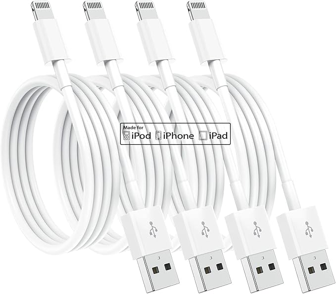 4 Pack Apple MFi Certified Lightning Charging Cable 6FT Fast Charger Cord for iPhone 14 13 12 11 iPad
