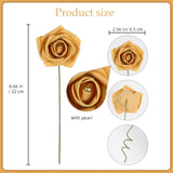 Foam Roses With Pearls 2.56In 50Pcs Gold Roses Artificial Flowers Bulk Foam Flowers With Stem For Wedding, Bridal Shower, Cake, Graduation And Home Decor(Gold)