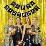 Happy Birthday Banner, Black Happy Birthday Decorations Birthday Sign For Birthday Party Backdrop Decor, Black Happy Birthday Sign Party Hanging Supplies For Girls Boys And Women