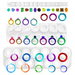 3 Pcs Epoxy Resin Ring Mold, Silicone Ring Molds Diamond Jewelry Mold With Round And Rhombic Face Different Sizes Ring Jewelry Resin Casting Mold For Pendants And Crafts Making