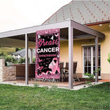 Breast Cancer Awareness Door Decorations Breast Cancer Awareness Banner Breast Cancer Awarenesss Door Banner for October Breast Cancer Month Party Decorations, 71 x 35 Inch (BLACK)