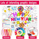 Happy New Year 2026 Giant Coloring Poster with 24 Paint Pens for Kids