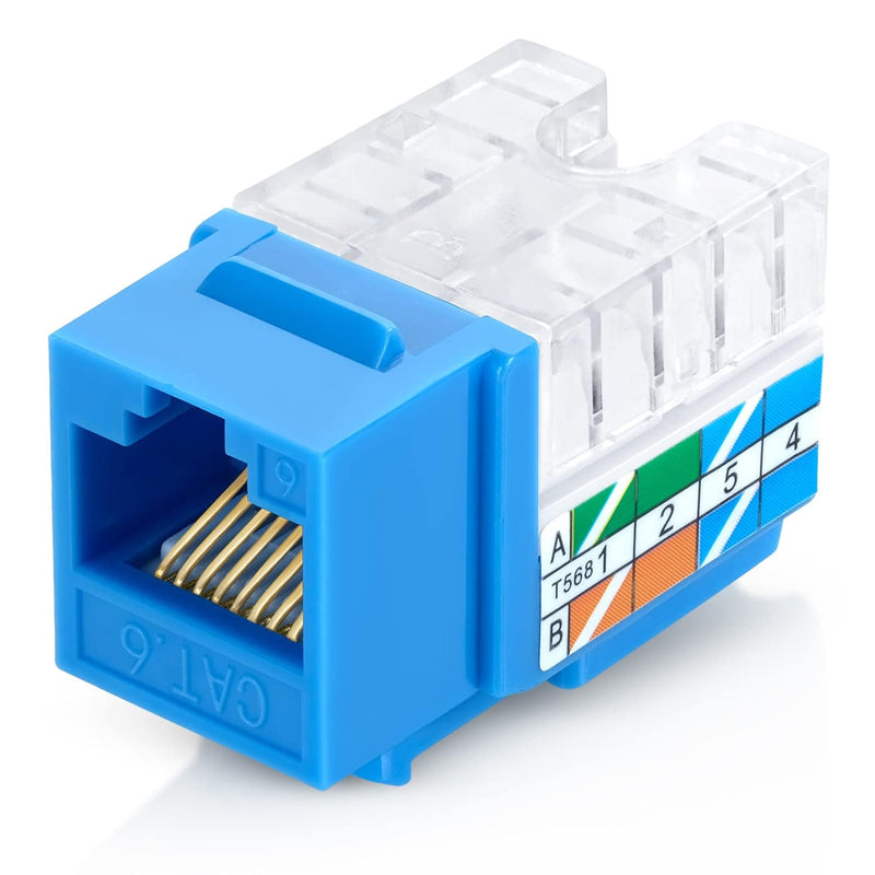 90° Angled Cat6/5E Keystone Jack In Blue - Slim Profile Rj45 Ethernet Connecto