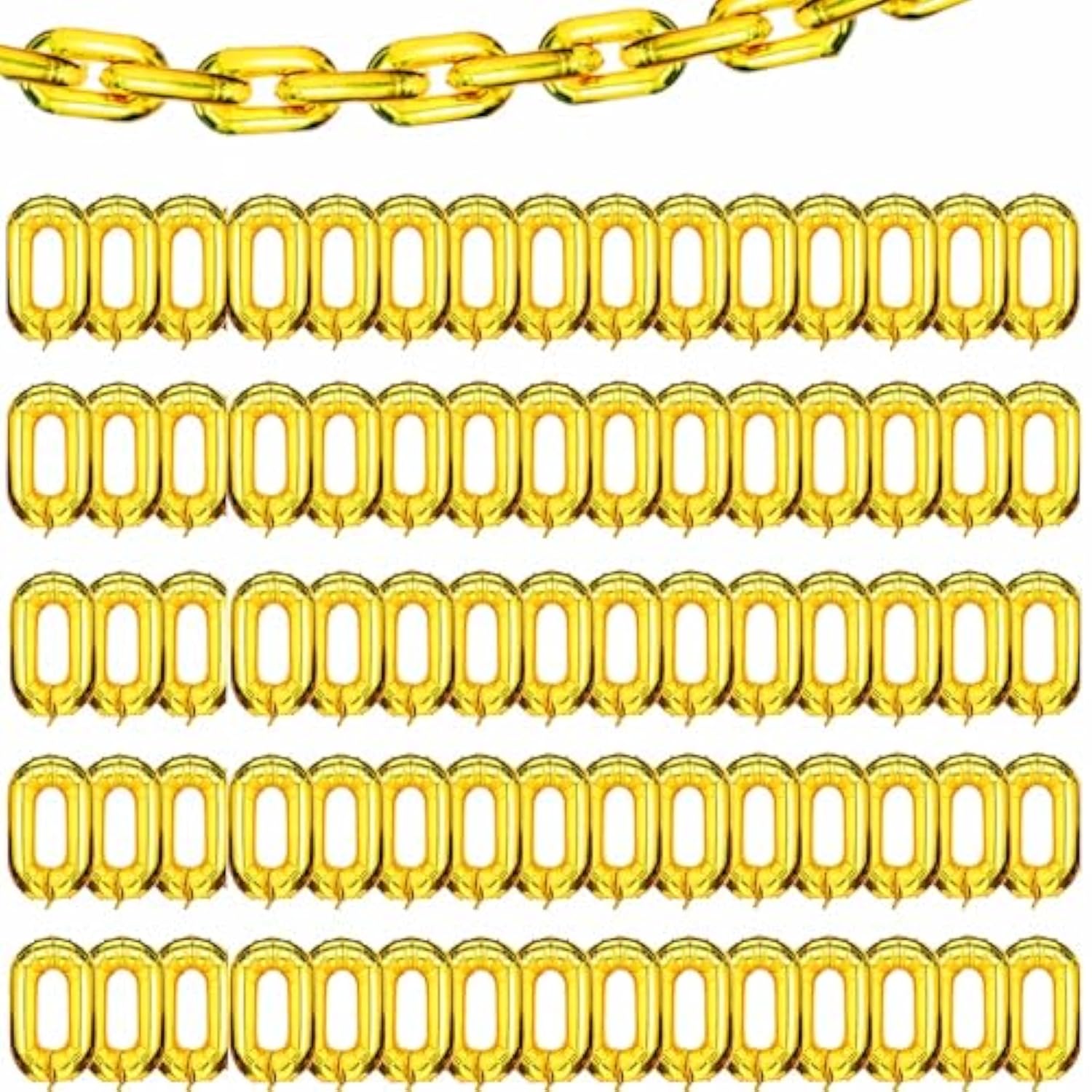 100-Pack Gold 16" Foil Chain Balloons for 80s/90s Party & Event Decorations