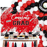 Graduate Backdrop 7x5ft Congrats Grad Red 2026 Graduation Party Decorations Background Class of 2026 Photography Backdrops