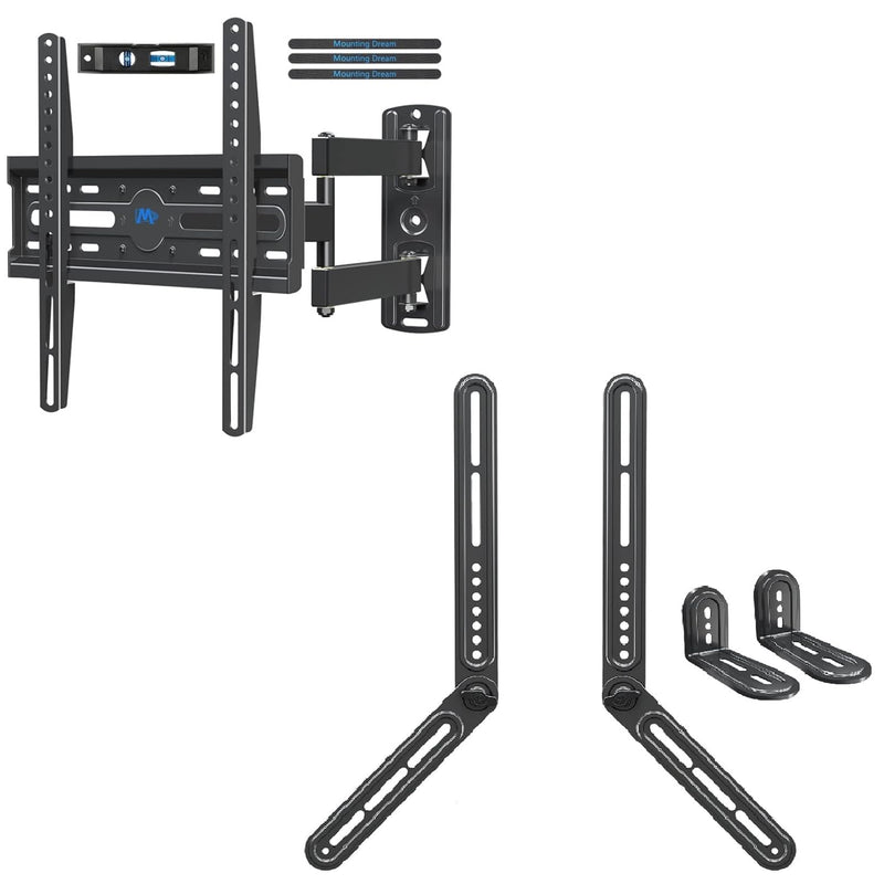 Mounting Dream Full Motion TV Wall Mount and Soundbar Bracket Bundle, TV Brack