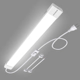 2FT Plug In LED Tube Light Fixture 18W 5000K Linkable Triproof Cabinet Light for Garage Kitchen