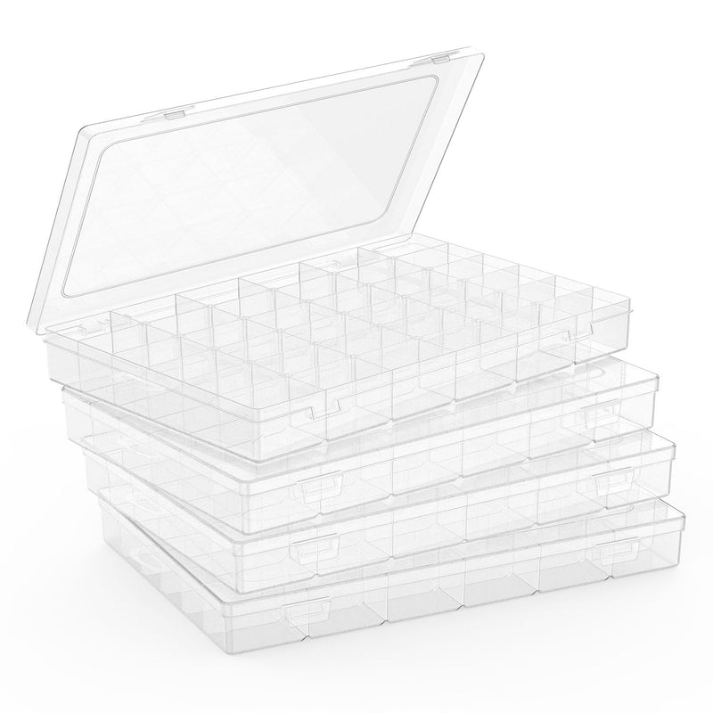 4 Pack Plastic Organizer Container Box, 36 Grids Clear Plastic Parts O