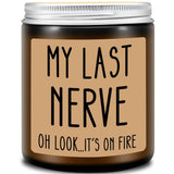 Birthday Gifts For Women Men, Valentines Galentines Day Gift For Her Him - My Last Nerve Lavender Candles - Funny Best Friend, White Elephant Gifts For Adults, Coworkers, Sister, Bestie