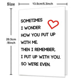 Happy Valentines Day Gifts For Him Her, Humorous Mens Birthday Vday Wedding Anniversary Card, Sometimes I Wonder How You Put Up With Me…