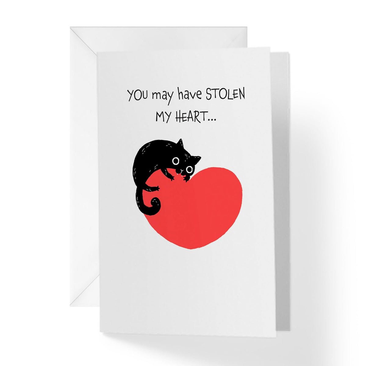 | Black Cat Valentines Day Card For Him Or For Her | You Stole My Heart | Your Card Helps Animals In Need |5”X7.5” | Single Card + Envelope | Women Owned Small Business Made In Usa