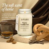 Warm Vanilla Oak Scented Soy Candle - Premium Candle In 16 Oz Mason Jar - 100% Natural Soy Wax & Plant-Based Fragrance Oils, Softly-Scented - Handpoured In Wi - 85 Hrs Long Burning