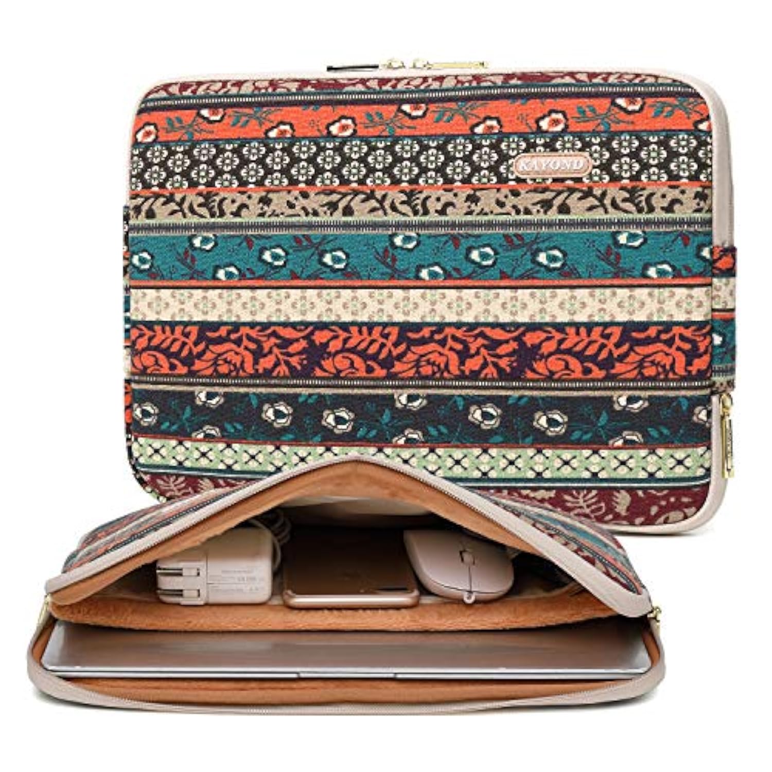 kayond Water-Resistant Canvas 17 Inch Laptop Sleeve-Red Bohemia